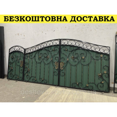 Ворота кованые из профнастилом и калиткой Код: А-01236 Полтава