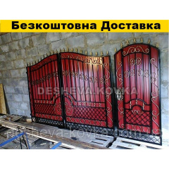 Ворота з хвірткою з профнастилу Сарни