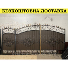 Ворота кованые из профнастилом и калиткой Код: А-01248 Львів