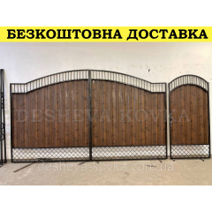 Кованые ворота из профнастила и ковкой Код: А-01276 Измаил