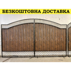 Кованые ворота из профнастила и ковкой Код: А-01276 Измаил