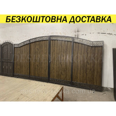 Ворота с профнастилом и калиткой Код: А-01237(1) Николаев