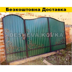 Ворота ковані ворота з профнастилу з хвірткою Володимир-Волинський
