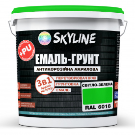 Емаль-грунт акрил-поліуретанова шовковисто-матова Skyline RAL 6018 3в1 Світло-зелений 12 кг