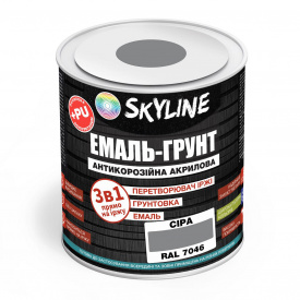 Эмаль-грунт акрил-полиуретановая шелковисто-матовая Skyline RAL 7046 3в1 Серый 0,9 кг