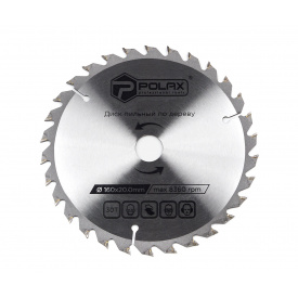 Диск Polax пильный по дереву с твердосплавными напайками 160 x 20.0 30Т (54-134)