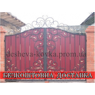 Ворота кованые из профнастила
