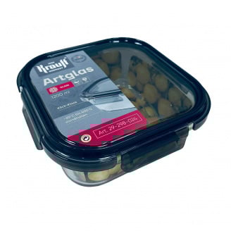 Контейнер стеклянный квадратный с пластиковой крышкой Krauff Artglas 29-298-024 1200 мл Темно-синий (23637)