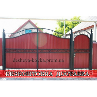 Кованые ворота из профнастила