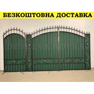 Кованые ворота из профнастила