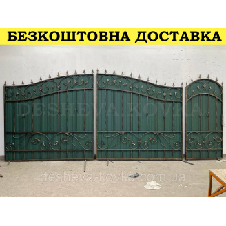 Ковані ворота з профнастилом та каліткою