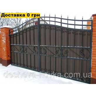 Ворота кованые из профнастила