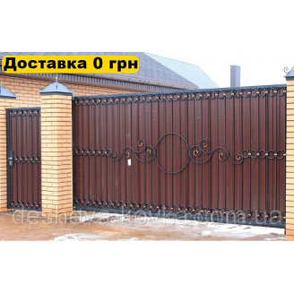 Кованые ворота из профнастила