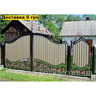 Ворота кованые из профнастила