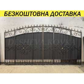 Кованые ворота с калиткой и пиками