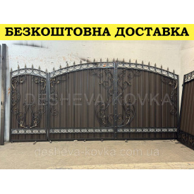 Ворота из профнастила из элитной ковкой