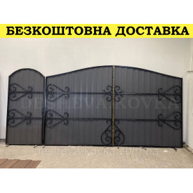 Кованые ворота из профнастила под заказ