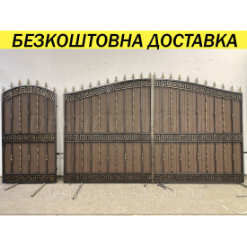 Эксклюзивные кованые ворота из профнастилом и коваными элементами