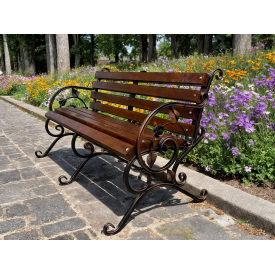 Лавка садова кована Tobi Sho Камелія з підлокітниками 220 см колір каштан
