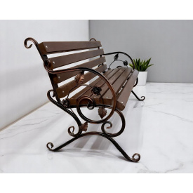 Лавка садова кована Tobi Sho Камелія з підлокітниками 100 см колір горіх