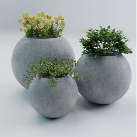 Вазон бетонный Сфера M 57x65x65 см, уличный садовый Художественная покраска