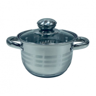 Каструля з нержавіючої сталі зі скляною кришкою A-Plus 2164 1,4 л Сталевий (23680)