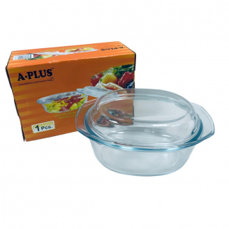 Скляна каструля овальна зі скляною кришкою A-Plus 4008 1 л (23503)
