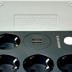 Подовжувач з USB Power Socket CNV 8203 2USB на 4 розетки 2 м Black Кропивницький
