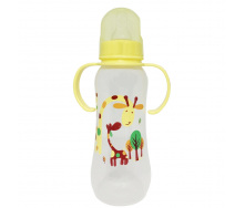 Пляшечка пластикова з ручками Mega Zayka MGZ-0207(Yellow) 250 мл