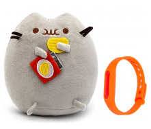 Набір М'яка іграшка Pusheen cat з чіпсами Gray та Дитячий силіконовий браслет від комарів (vol-1090)
