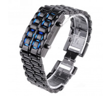 Годинник-браслет Led Watch Iron Samurai, Чорний з синіми світлодіодами ( IBW012BZ )