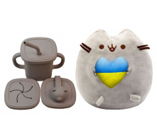 Комплект S&T М'яка іграшка Pusheen cat та Поильник-непроливайка (vol-10566)