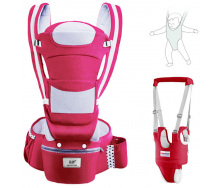 Хіпсит, Ерго-рюкзак, кенгуру перенесення Baby Carrier 6 в 1 Червоний та віжки-ходунки з трусиками (vol-1395)