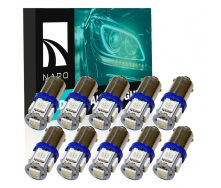 Комплект світлодіодних ламп Napo LED BA9S-5050-5smd T4W Ba9s 10 шт Синій (1032951588)