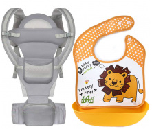 Хипсит эрго-рюкзак кенгуру переноска слюнявчик-трансформер Baby Carrier 20 кг 6 в 1 Серый (vol-9901)