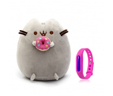 Набір М'яка іграшка Pusheen cat з Gray пончик і Дитячий силіконовий браслет від комарів (vol-1087)
