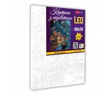 Картина за номерами Santi Вечірня гавань 40x50 см LED підсвітка (955086)