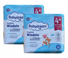 Дитячі одноразові підгузники Babydream Premium 4+ Maxi Plus 9-15 кг 72 шт