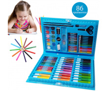 Дитячий набір для малювання No Brand ART set Rainbow комплект для дитячої творчості в кейсі 86 предметів Синій