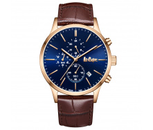 Наручний годинник чоловічий Lee Cooper Leather Gold Золотистий (3435)