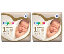 Підгузники Lupilu Premium New born Розмір 1, Вага 2-5 кг, 52 шт (2 упаковки)
