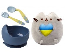 Комплект S&T М'яка іграшка Pusheen cat/тарілка Y10 та прилади vol-10590