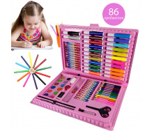 Дитячий набір для малювання No Brand ART set Rainbow комплект для дитячої творчості в кейсі 86 предметів Рожевий