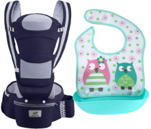 Хипсит эрго-рюкзак кенгуру переноска слюнявчик-трансформер Baby Carrier 20 кг 6 в 1 Темно-синий (vol-9856)