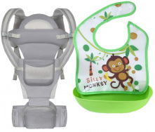 Хипсит эрго-рюкзак кенгуру переноска слюнявчик-трансформер Baby Carrier 20 кг 6 в 1 Серый (vol-9896)
