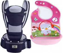 Хипсит эрго-рюкзак кенгуру переноска слюнявчик-трансформер Baby Carrier 20 кг 6 в 1 Темно-синий (vol-9869)