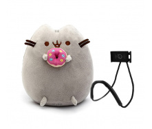 М'яка іграшка Pusheen cat з пончиком Сірий та тримач для мобільного (vol-1047)