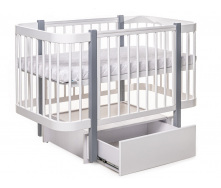 Ліжечко дерев'яне з ящиком Наталка Світанок 126,5 х 68 см White and Gray (149775)