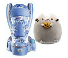 Хипсит Эрго-рюкзак кенгуру переноска Baby Carrier 6 в 1 Синий и игрушка кот c Печеньем Пушин кэт (vol-2842)