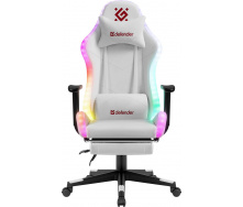 Геймерське крісло Defender Watcher поліуританове з RGB підсвічуванням та підніжкою Білий